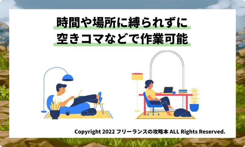 時間や場所に縛られず空きコマで作業ができる